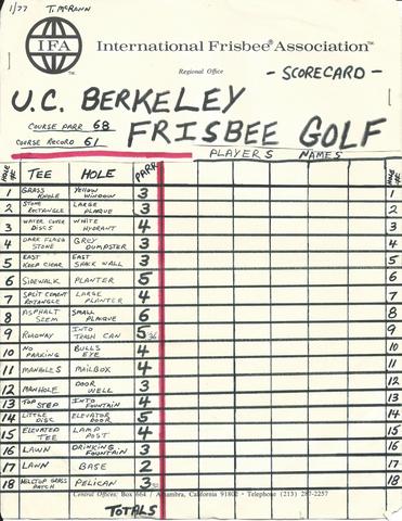 DUDE Clothing - UC Berkey Frisbee Golf Scorecard - 