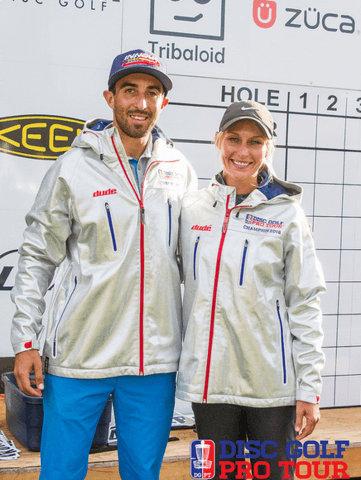 Paul McBeth and Catrina Allen - proud winners of the Dude silver jacket