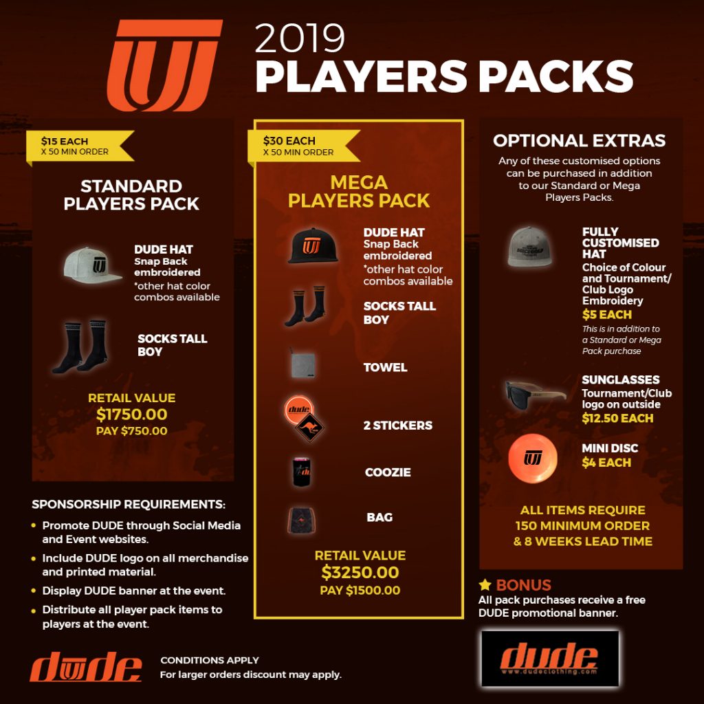 An image of Dude Clothing 2019 Players Packs Sponsorship